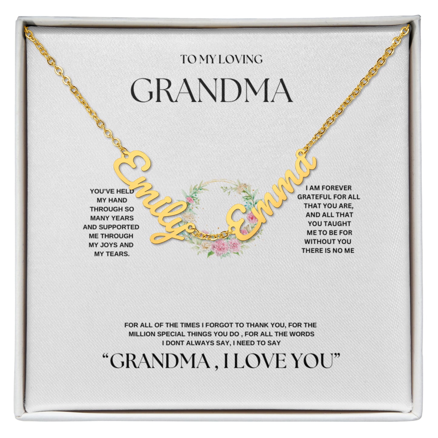 Grandma's Personalized Name Keepsake Necklace