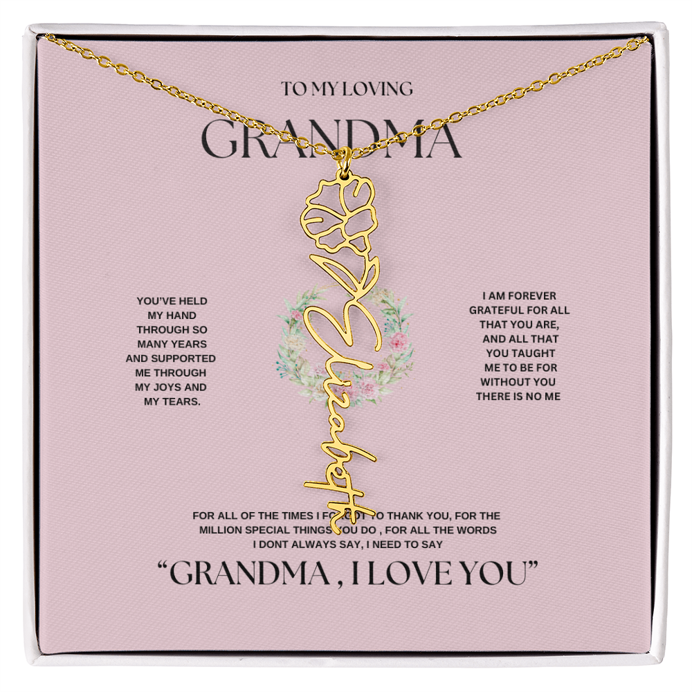 "To Grandma, With Love" Personalized Bith Month Flower Necklace