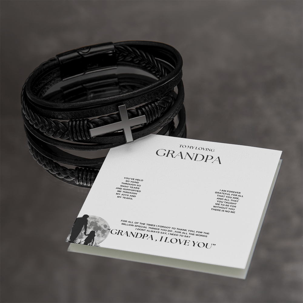 Grandpa Keepsake Cross Bracelet
