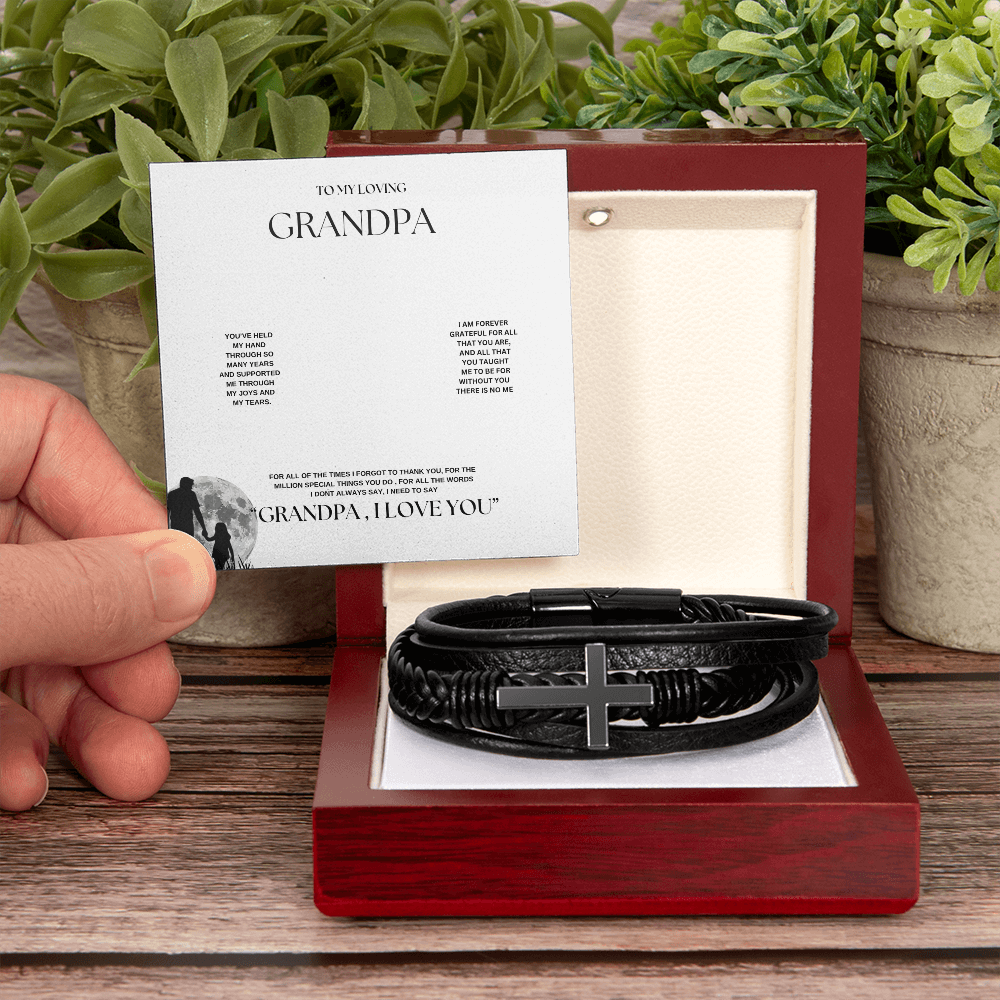 Grandpa Keepsake Cross Bracelet